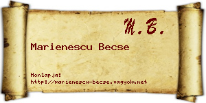 Marienescu Becse névjegykártya